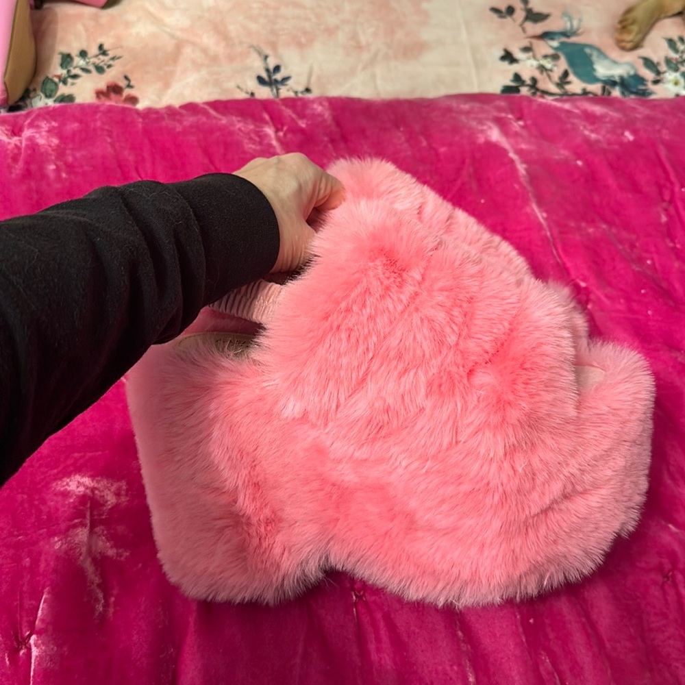 Fashion Nova sky high pink fur platforms